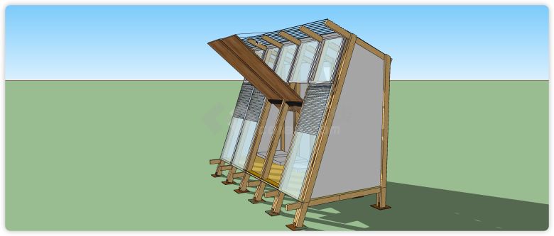 玻璃木结构建筑庇护所su模型-图二