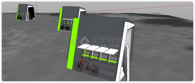 集装箱设计可放单车居住空间su模型-图一