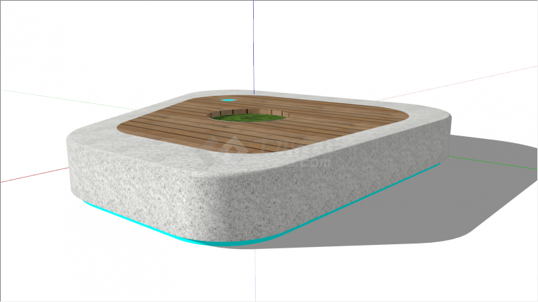 石块木板树池座椅su模型-图二