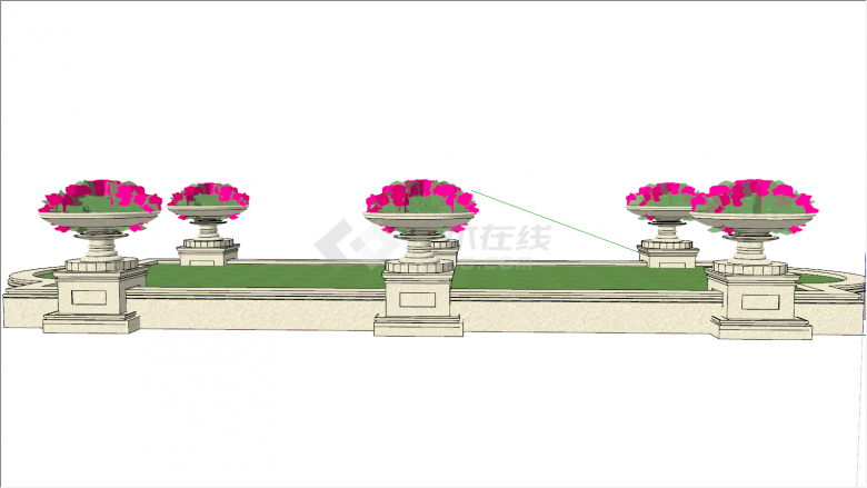 粉色花花坛树池su模型-图二