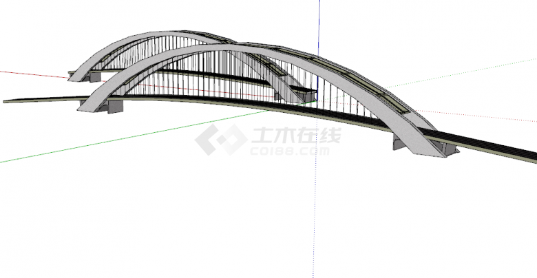 两座现代精致铁路桥su模型-图二