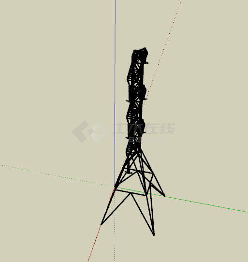 简约大气电力线铁塔su模型-图一