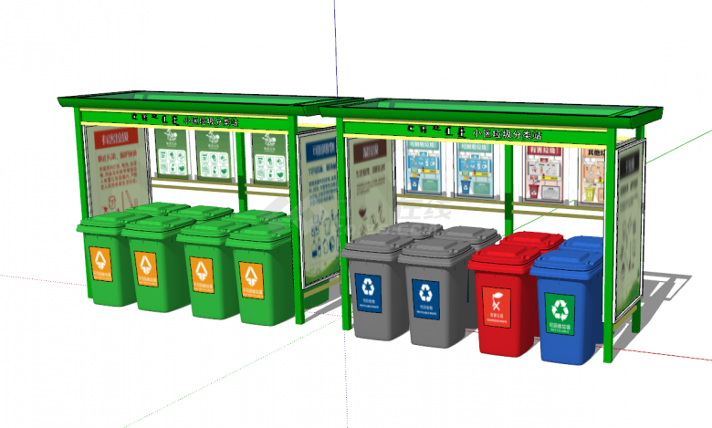现代塑料分类垃圾桶su模型-图二