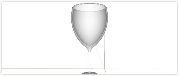 宽口红酒杯高脚杯玻璃杯SU模型_图1