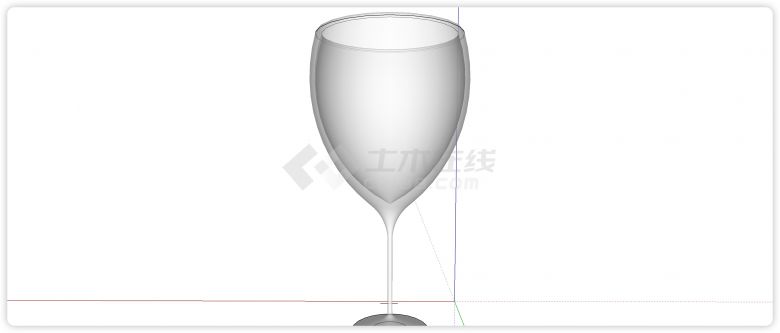 宽口红酒杯高脚杯玻璃杯SU模型-图一