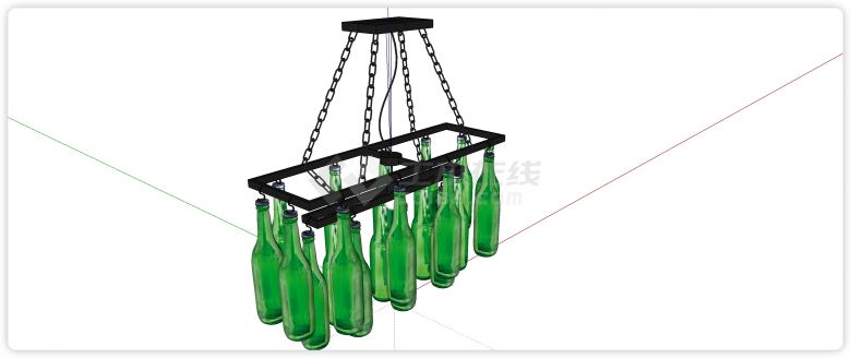 悬吊装饰绿色酒瓶酒瓶饮料食品su模型-图二