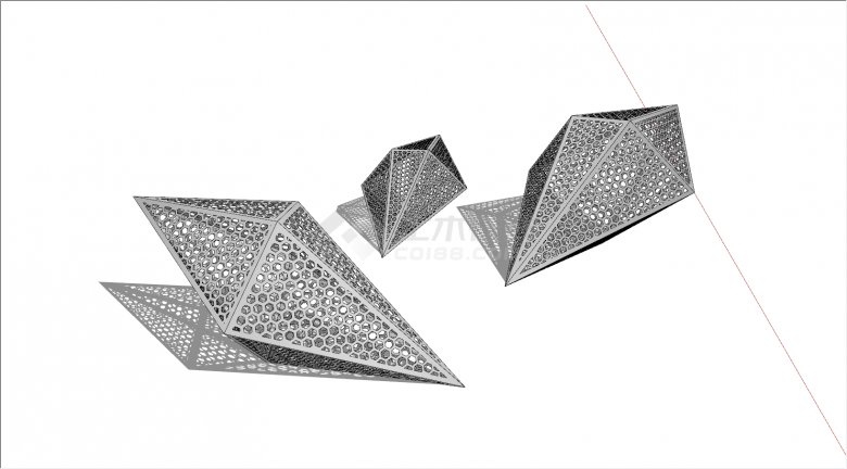 菱形立体镂空艺术雕塑SU模型-图一