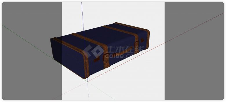 蓝色复古行李箱服装店构件用品包SU模型-图二