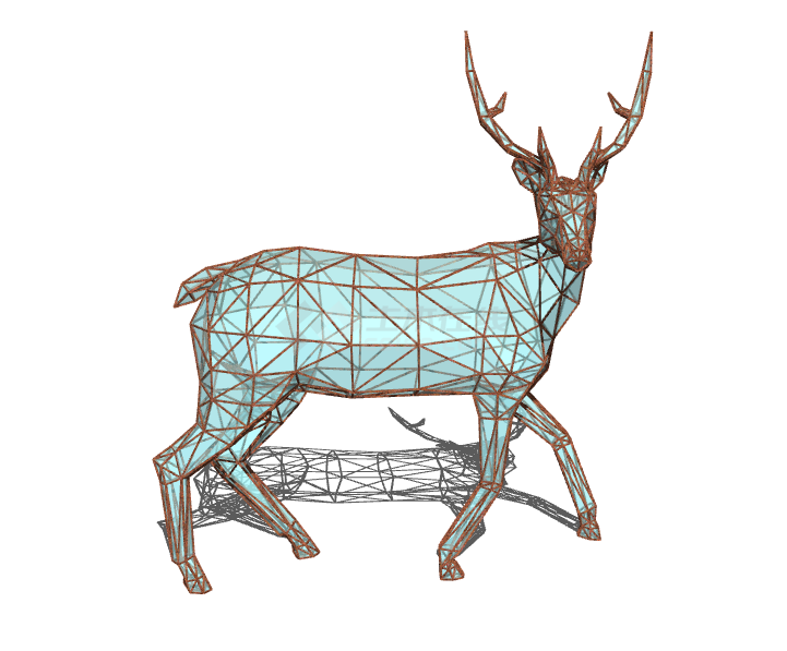 褐色走路麋鹿几何动物雕塑 su模型-图二