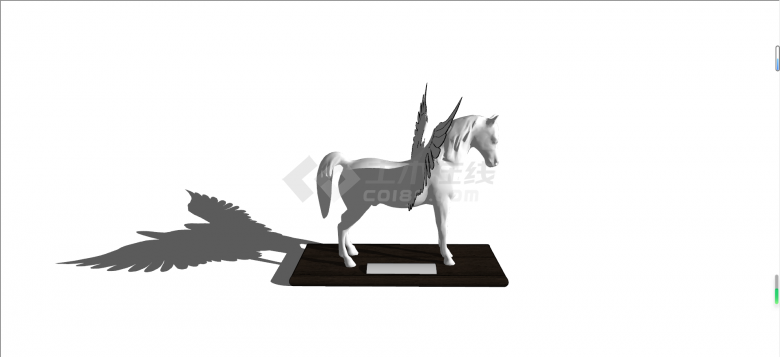 公园欧式人物飞翔的马石膏雕塑3Dsu模型-图二