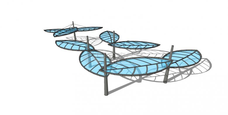 蜻蜓树叶廊架构筑物su模型-图二
