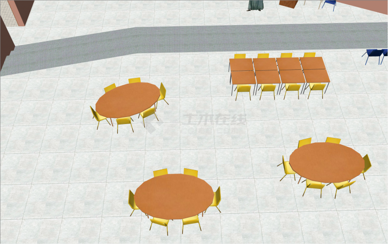 方形圆形儿童家具桌椅su模型-图一