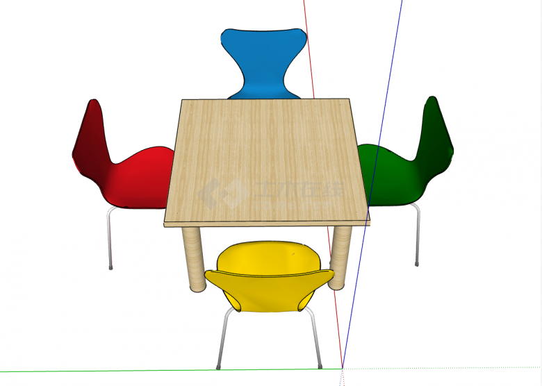 多色彩儿童家具座椅su模型-图一