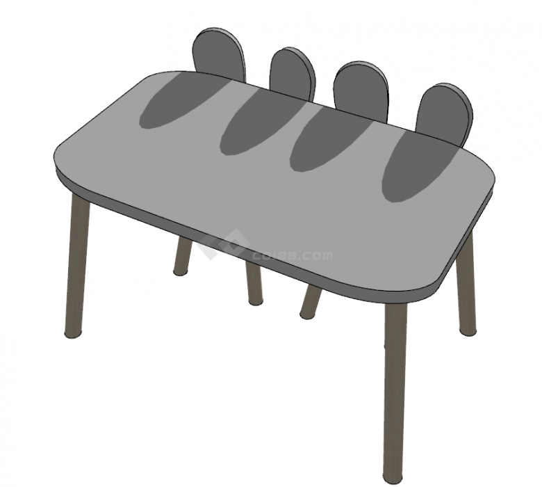 餐厅桌椅造型su模型-图二