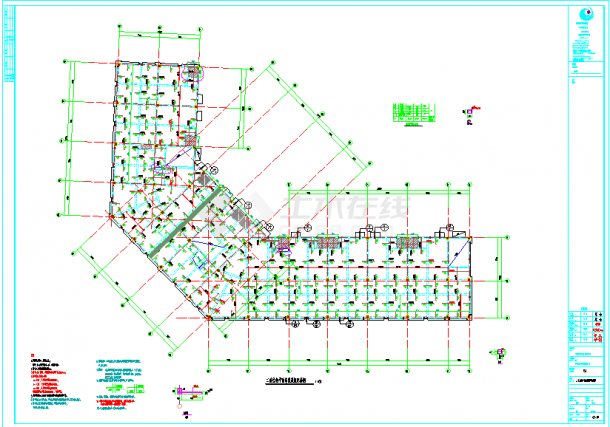 某路口L型三层商业混凝土结构施工图-图一