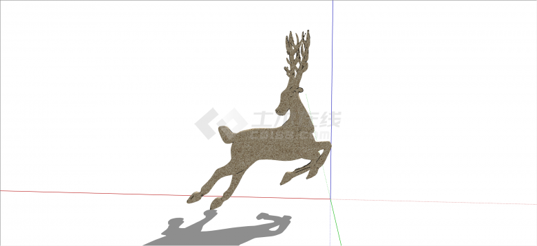 跳跃奔跑的小鹿雕塑su模型-图二