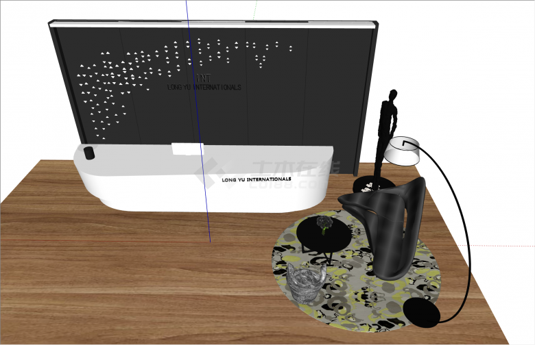 独特黑白后现代风格接待前台su模型-图二