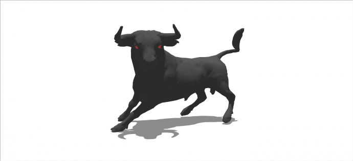 现代黑色凶猛愤怒的牛雕塑su模型_图1