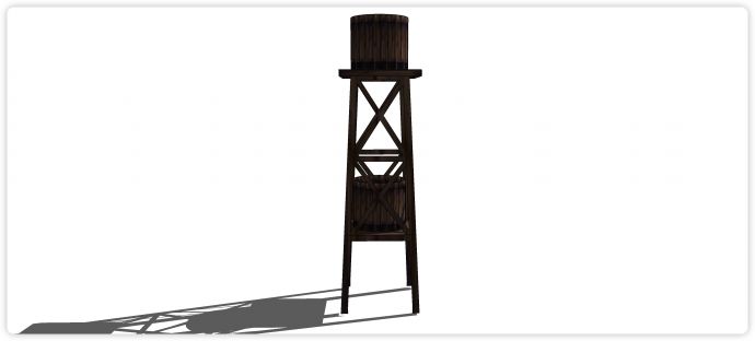 木制双层工业水塔水柜水箱高塔su模型_图1