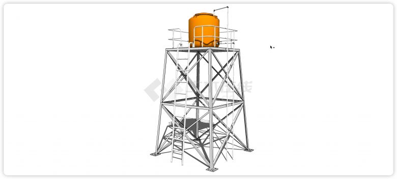 爬梯橙色罐子工业水塔水柜水箱高塔su模型-图一