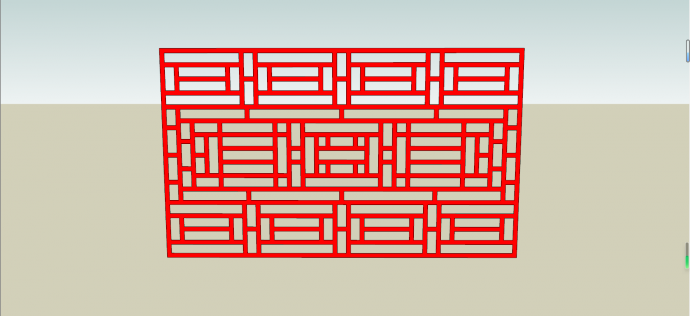 中式组件红色方形花窗和纹理su模型_图1
