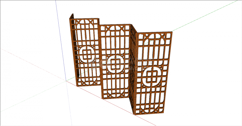 气派考究的中式组件屏风隔断su模型-图二