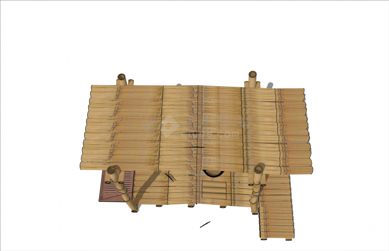 特色竹子拼接中式古船su模型-图二