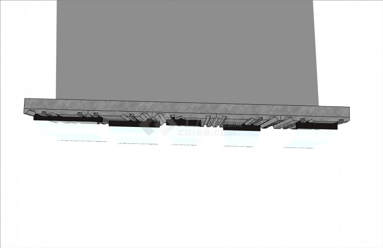 豪华喷水现代风格景墙SU模型-图二