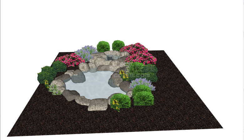 大型花园式石头景观设计su模型-图二