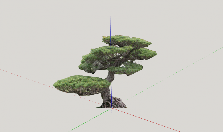 现代歪曲茂盛造型树su模型-图二