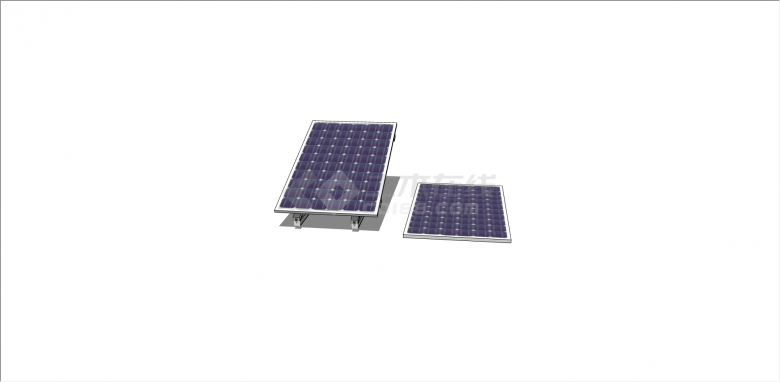 紫白色长方形太阳能电池板su模型-图一