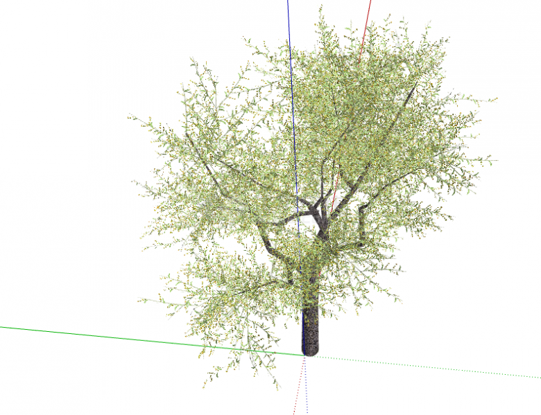 荧光绿色3d有色叶树木su模型-图二