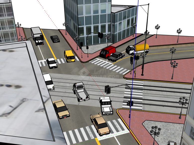 大型交叉式道路公路su模型-图二