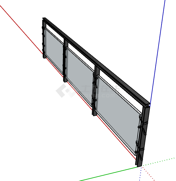 三个简易小型玻璃栏杆su模型-图二