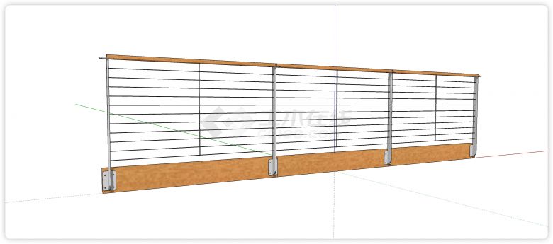 木装饰细钢丝不锈钢钢丝栏杆su模型-图一