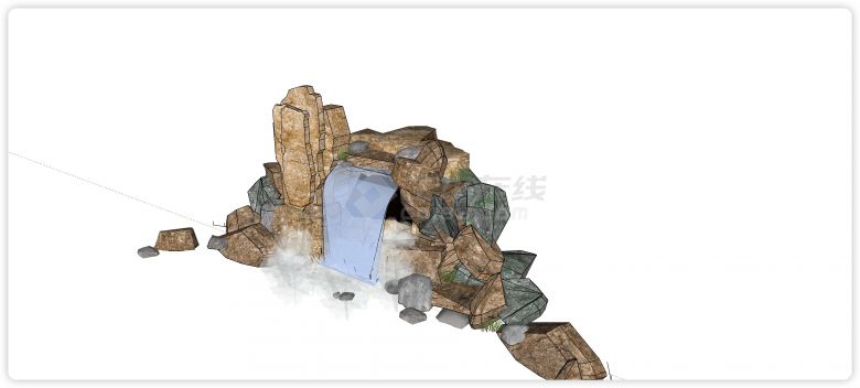 假山石景观石石头组合SU模型-图二