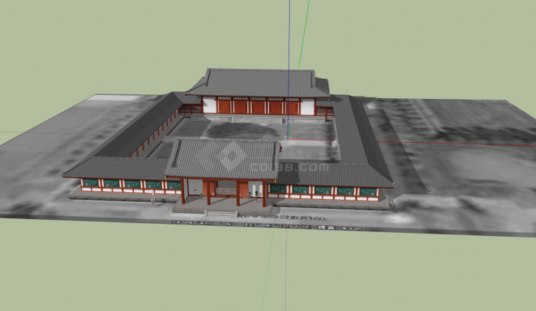 中式古典四合院落建筑su模型-图二