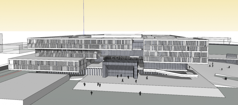 图书馆方案建筑设计su模型-图一
