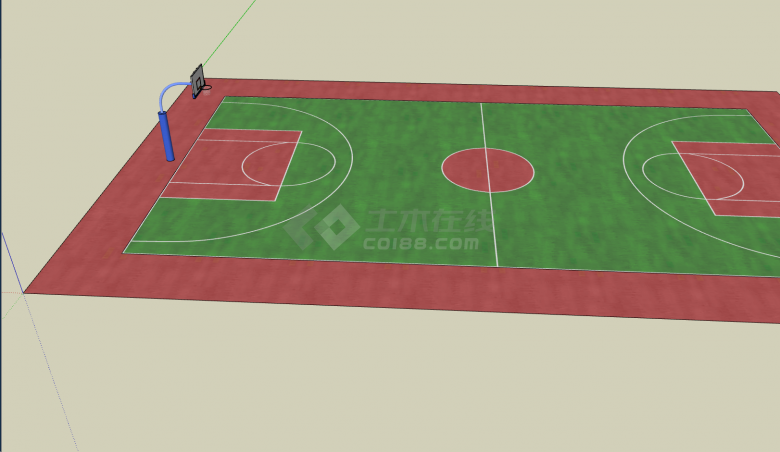 大型长型篮球场地su模型-图一