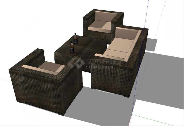 现代商务桌椅沙发户外家具su模型-图二