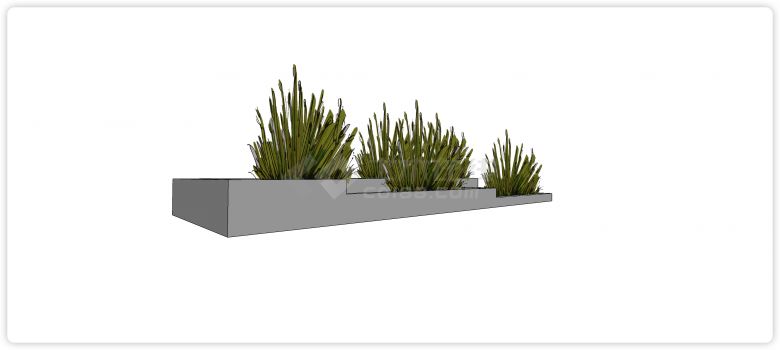现代园艺植物水泥盆栽SU模型-图二