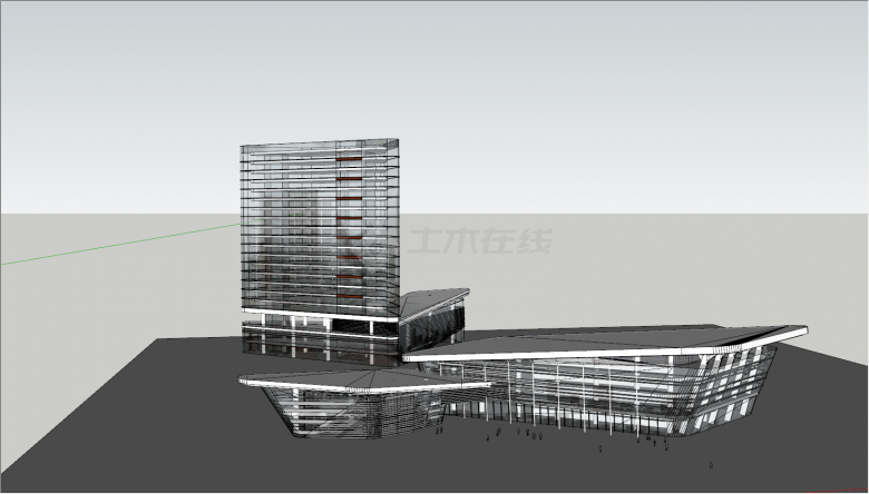 某汽车站及办公楼设计SU模型-图二