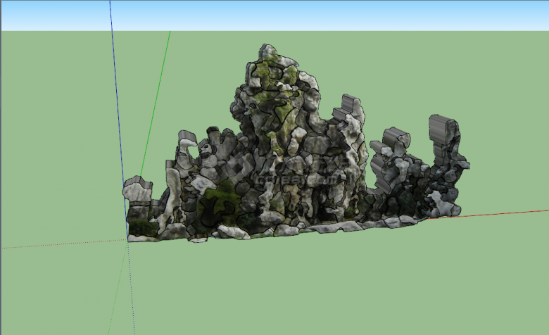 新中式假山岩石景观小品su模型-图二