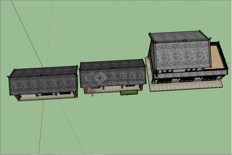 农村乡村建筑平房瓦房民居su模型-图二