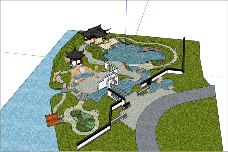 中式园林景观建筑su模型-图二