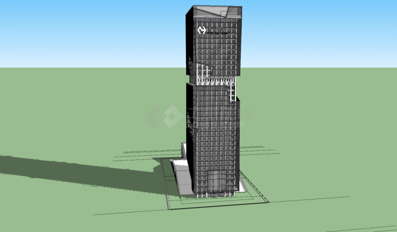普宇超高层建筑办公楼su模型-图二