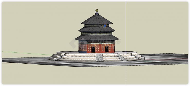 北京天坛祈年殿建筑SU模型-图二