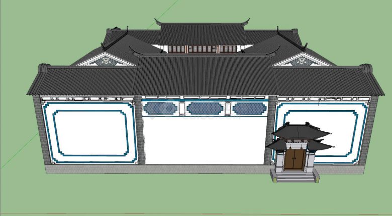 云南白族传统建筑四合院SU模型-图二