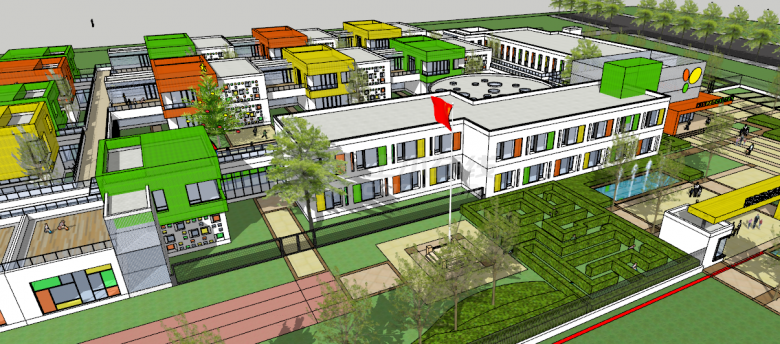现代风格建筑幼儿园su模型-图二
