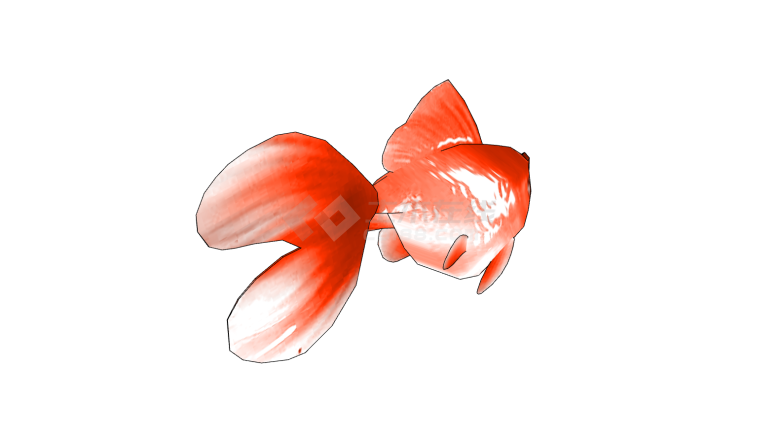 水族馆红色鱼类动物su模型-图二